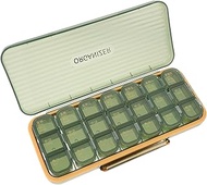 Lurrose Weekly Pill Box 7 Days Medicine Organizer 21 Grid Pill Case Daily Pill Box with 21 Compartment Travel Medicine Pill Tablet Organizer to Hold Vitamin Medicine Green