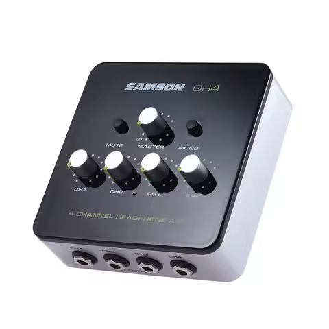 Samson QH4 Ultra-compact 4-Channel Mini Audio Stereo DJ Monitoring Headphone Amplifier Amp with Powe