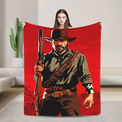 Arthur Morgan West Cowboy Action King Game Character Blanket Red Dead Redemption Plush Throw Blanket