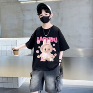 LABUBU New 2-14y Big Children 100% Cotton Kids Boys Girls Unisex T-shirt Round Neck Tees456