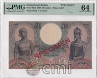 Uang Kuno 1968 (1939) Wayang 50 Gulden PMG 64 | SPECIMEN
