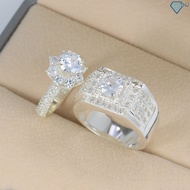 Nhẫn cặp bạc bản to nam nữ đính đá sang trọng ND0466 - Trang Sức TNJ