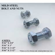 (*READY STOCK*) [5/16" X 3/4"] [5/16" X 1"] [5/16" X 1 1/4"] [5/16" X 2 1/2"] MILD STEEL BOLT & NUT 