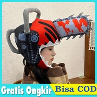 Chainsaw Man Headgear Plush Helmet Topi Doll Toy Denji Topeng Cosplay