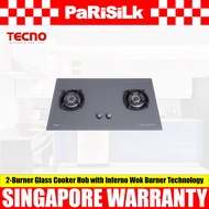 TECNO T 2288TGSV 2-Burner Glass Cooker Hob with Inferno Wok Burner Technology (88cm) (Nardo Grey)
