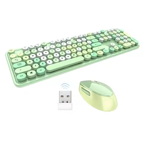 Mofii Sweet Keyboard Mouse Combo Mixed Color 2.4G Wireless Keyboard Mouse Set Circular Suspension Ke
