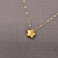 MIQIAO Fine Jewelry 24K Gold 999 Pure Gold Star Pendant Necklace with Real Gold 18K Gold Chain Gift for Women PE002