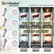 [Ready Stock]Diffused LED Puck Lighting Kits 12V LED Under Cabinet Light Thin Profile - BEST for IKEA Detolf - 4pcs set