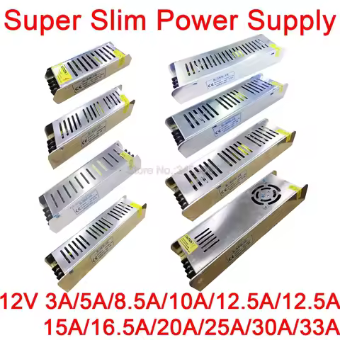 AC 220V to DC12V AC-DC Constant Voltage Driver Switch Power Supply Slim Strip Size 12V 3A 5A 8.5A 10