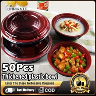 50Pcs Thicked Japanese Bento Bowl Ramen Bowls with Lid Disposable 550/700ML Bento Box Disposable