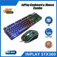 ∏☃Gaming Keyboard Inplay STX360 RGB Keyboard And Mouse Set USB Pc Keyboard Office Keyboard Black