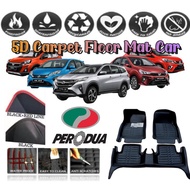 Karpet Lantai Kereta/ Car Floor Mat Carpet AXIA BEZZA KELISA MYVI VIVA ALZA ARUZ KANCIL 5D