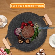 2Pcs Wooden BBQ Pan Handle Anti Scald Heat Resistant Insulated Grip Replacement for Sauce Grill Pan Griddle Outdoor Camping [countless.sg]