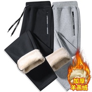 Men's Fleece-Lined Thickened Cotton Pants 2025 New Style Long Pants Lamb Wool Sweatpants Cuffed Casu
