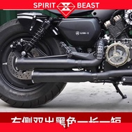 QJmotor SRV250 Modified Double Outlet King Cobra Exhaust Pipe Motorcycle Exhaust Full System