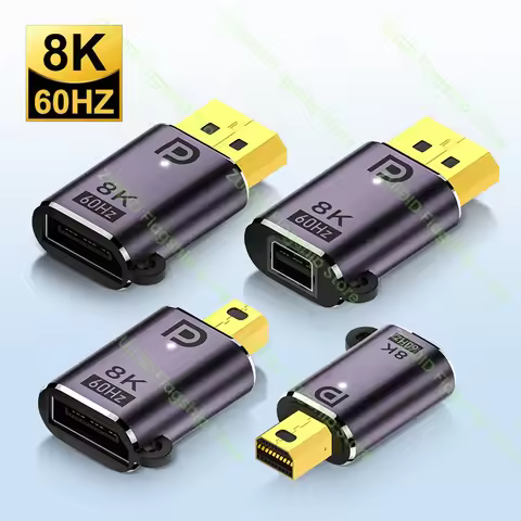 Mini DP to Displayport 1.4 Adapter Converter 8K@60Hz Bi-Directional DP to Mini DP Male to Female Cab