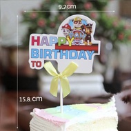 ป้ายปักเค้ก HBD รุ่นการ์ตูน ติดโบว์