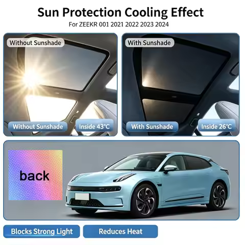 Car Roof Sunshade For ZEEKR 001 2021-2023 2024 Car Clip-on Sunroof Skylight Blind Shading Cover Acce