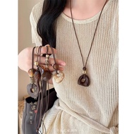 Chinese RomanticIrregular Long Pendant Necklace Female Melade Retro Sweater Chain Lanyard Accessorie