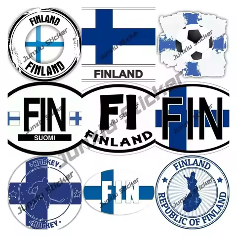 Suomi Finland Shield Stickers Europe Salla Lapland Finnish Flag Seal Map Travel Adventure World Coun