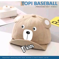 D'Kids Cute Bear Motif Baseball Cap (Ages 1-4 Years) - Royal Dril Material