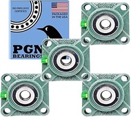 PGN UCF202-10 Pillow Block Bearing - Pack of 4 Square Flange Mounted Pillow Block Bearings - Chrome 