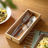 日本霜山 天然檜木餐具收納盒/筷盒(附分隔片)-3入