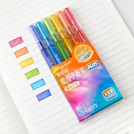 6 ชิ้น Creative สีสัน Glitter ปากกาเจลชุดขนาดใหญ่ความจุ Quick-Drying Ink Markers สําหรับนักเรียน DIY