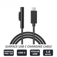 Surface to USB C PD Charging Cable 15V/3A 45W Compatible Surface Pro 7/6/5/4/3 Surface Laptop 3/2/1 Surface Go 1/2 Book