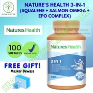 Natures Health 3In1 3 In 1 Squalene Salmon Omega Evening Primrose Oil