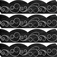 Classroom Bulletin Board Borders, Swirls on Chalkboard Scalloped Borders Industrial Cafe Classroom D