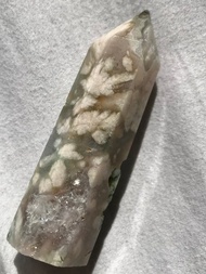 天然水晶 櫻花瑪瑙柱 羽毛花型 球狀晶體水晶洞 櫻花瑪瑙 擺設