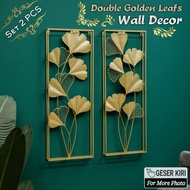 3D Golden Ginkgo Leafs Wall Decor SET 2 PCS Home Gold Wall Decorations