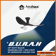 Yes Smart ALASKA Aerahaus Bura Designer DC Ceiling Fan 43in + 23W SAMSUNG LED Dimmable LED [Wide Coverage]