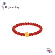 MJ Jewellery THE Mix Collection 999.9/24K Pure Gold Lucky Cat Agate Bracelet AGB-B635