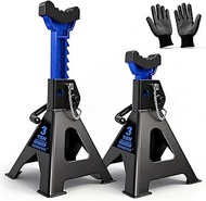 3 Ton (6,600 LBs) Jack Stands with Double Pin Locking,Rubber Cover and Large Foot Base,11"-17" Adjus