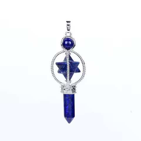 New Fashion Small Natural Stone Lapis Lazuli Amethysts Pink White Crystal Merkaba Pencil Dowsing Pen