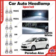 For Perodua Alza Old C6 Car Headlight Head Lamp LED White Light Bulb 6500k Lampu Besar Kereta Plug &amp; Play 2pcs/set