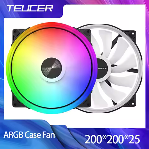 TEUCER 20025 5V 3PIN ARGB Case Fan 200mm 4PIN Cooling Fan High Air Volume 500-1500RPM Computer PC Ca