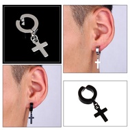 Earrings No Need To Pierce The Ears Cross | NH. SQ.CROSS Huggie Stud for Men Steel Earing Punk-1 Pie