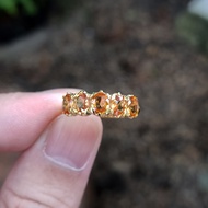 แหวนพลอยบุษราคัมน้ำทองบางกะจะ(Yellow Sapphire) เรือนเงินแท้ 92.5% ชุบทอง ไซด์นิ้ว57 หรือเบอร์ 8 US มีใบรับประกัน