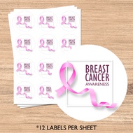 Breast Cancer Sticker Label, Breast Cancer Awareness Stickers, Floral Pink Awareness Ribbon, Cancer 