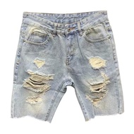 Kaxiya2021 Men's Fashion Ripped Short Jeans Frayed Cut Off Slim  並行輸入品