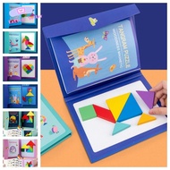 หนังสือตัวต่อแทนแกรมวงจรรวมที่มีสีสัน STKE ของเล่นไม้เพื่อการศึกษาเรขาคณิตกระดานจิ๊กซอว์ฝึกการคิดพัฒนาการเรียนรู้ของเล่นเด็ก