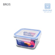 BROS Glass Container Click-In 2 Go Square (720ml) | High Durability Food Safe Glass Container