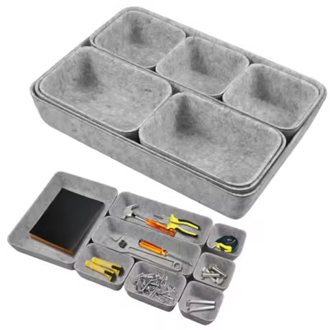 8pcs Felt Storage Box Organizer Multi-Purpose Felt Fabric Organizer For Jewellery Holder Make Up Org