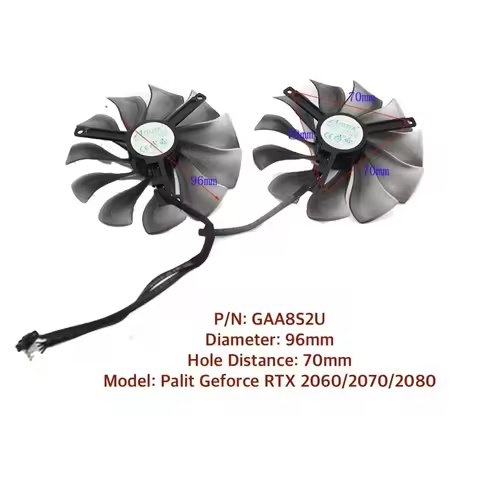 cc96mm GAA8S2U RTX2070 Computer Graphics Video Card Fan for EMTEK/PALIT GeForce RTX 2060/2070 RTX208