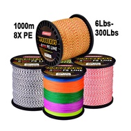Factory Wholesale 8X1000m 6LBS-300LBS Super Strong High Quality 8 Strands PE Braided Japan Fishing L