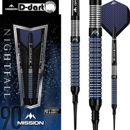 MISSION SOFT TIP DART - 22G M1 NIGHTFALL STRAIGHT RING 90% Tungsten Soft Darts (ARROW DART LEMBUT)