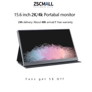[🔥4K Ultra HD🔥] ZSCMALL Portable Monitor 4K 15.6 inch UHD 3840X2160 100% sRGB USB-C HDMI IPS External Second Monitor Portable Travel Monitor for Laptop MacBook Switch PS5/4 Xbox with Speakers